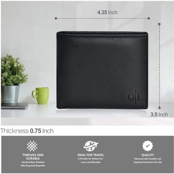 RFID Bifold Wallets with 9 Credit Cards 1 ID Window Slim Minimalist - Picture 4 of 6